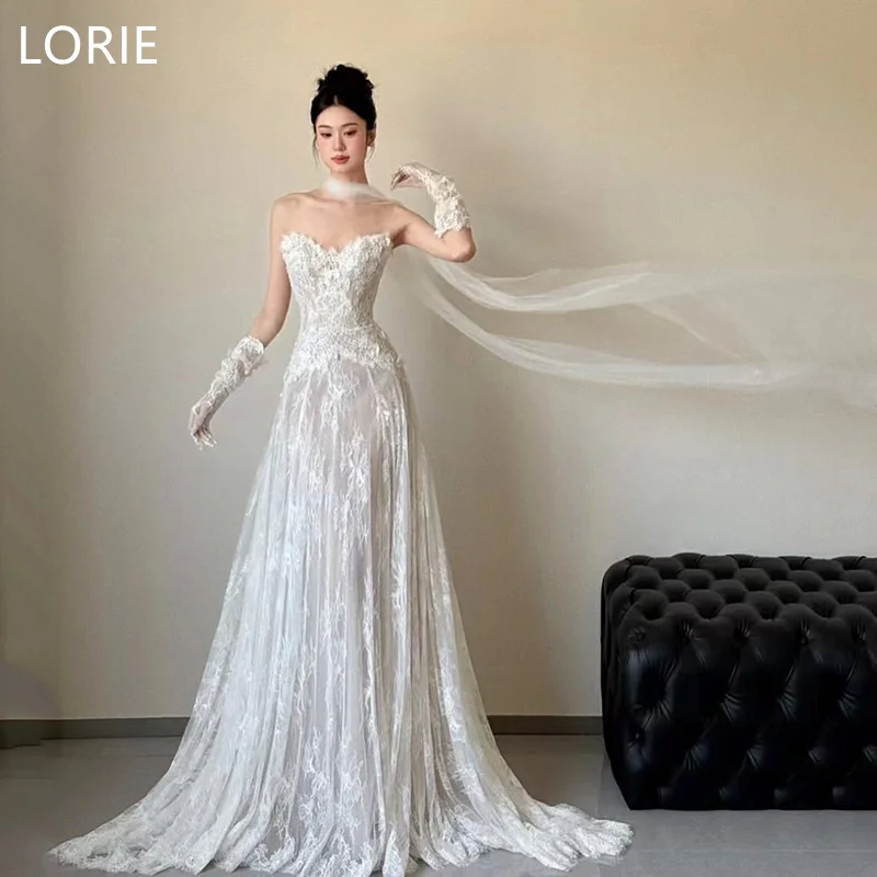 

LORIE Sexy A-line Lace Appliques Wedding Dress Princess Sweetheart Sleeveless Wedding Gowns Backless Bride Gown Customized 2025