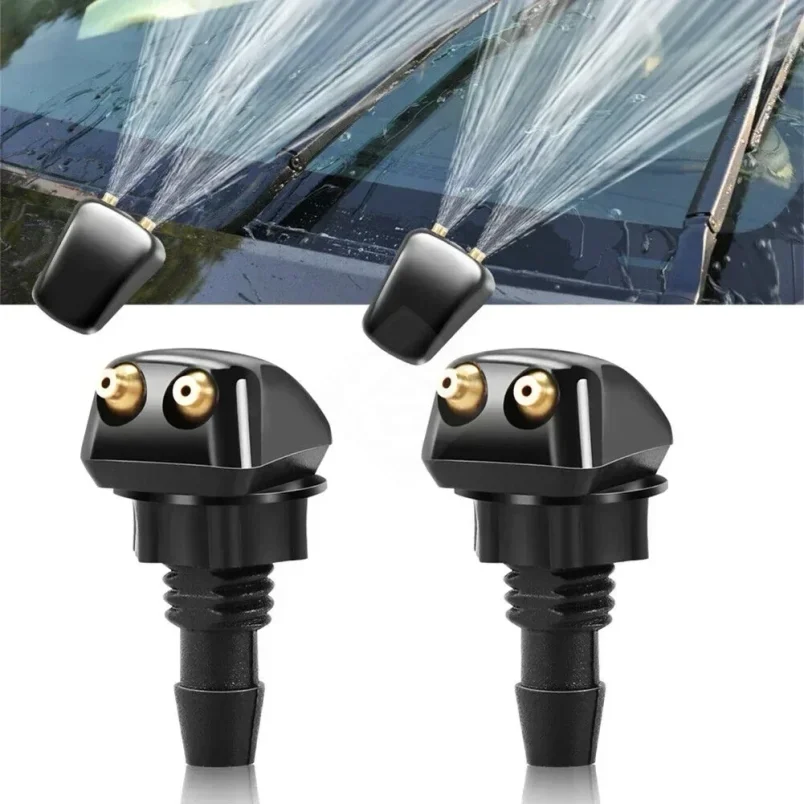 

Sale 2Pcs Car Windshield Wiper Washer Spray Nozzle Fits Most Car Models Car Dual Holes Windshield Washer Nozzle Water Spray