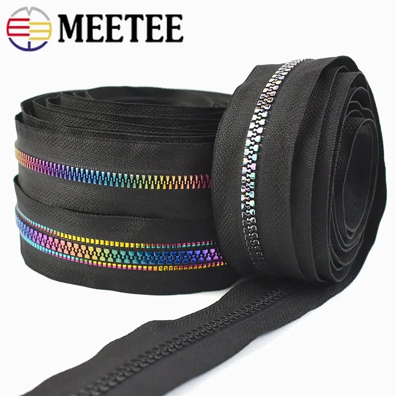 2-10Meters 5# Resin Zippers Rainbow Decorative Roll Zipper Tape for Bag Jacket Clothes Zip Repair Kit DIY Sewing Accessories