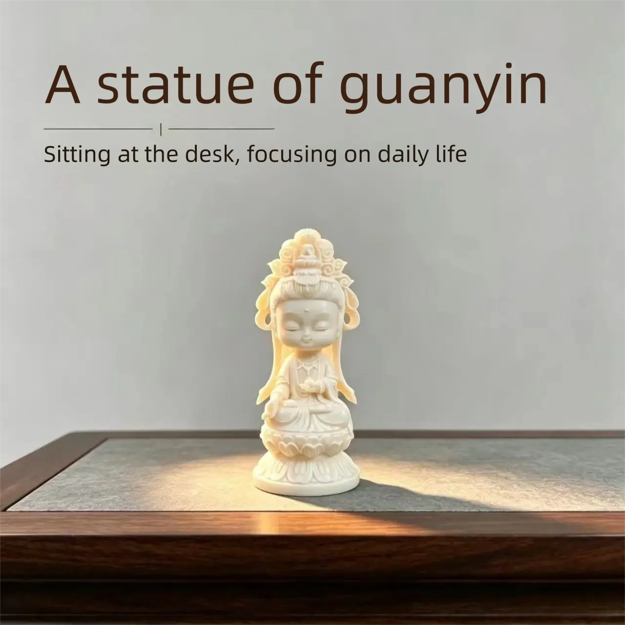 Resin Guanyin Bodhisattva Figurine Handmade Art Sculpture Chinese Buddhist Figures Home Room Office Car Feng Shui Statue