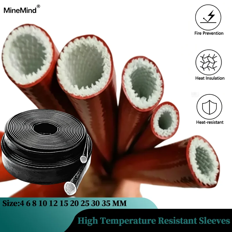 High Temperature Resistant Tube Glass Fiber Fire Retardant Casing Pipe Silicone Resin Coated Fiberglass Braided Fireproof Sleeve