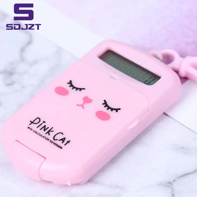 Portable Digit Calculator Kawaii Mini Calculator Pocket Display Cartoon Cute Creative Keychain Calculator Office Supplies