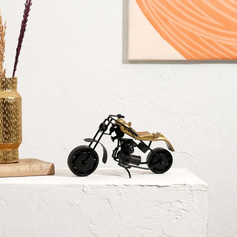 

Classic Black Motorcycle Model Sculpture 10.25" Decorative Table Accent Home Office Desk Ornament Gift for Bike Lovers