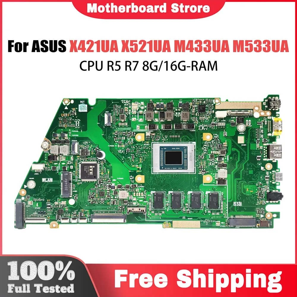 X421UA Laptop Motherboard For Asus Vivo Book X421UA X521UA M433UA M533UA X421UAY Notebook Mainboard with CPU R5 R7 8G/16G-RAM