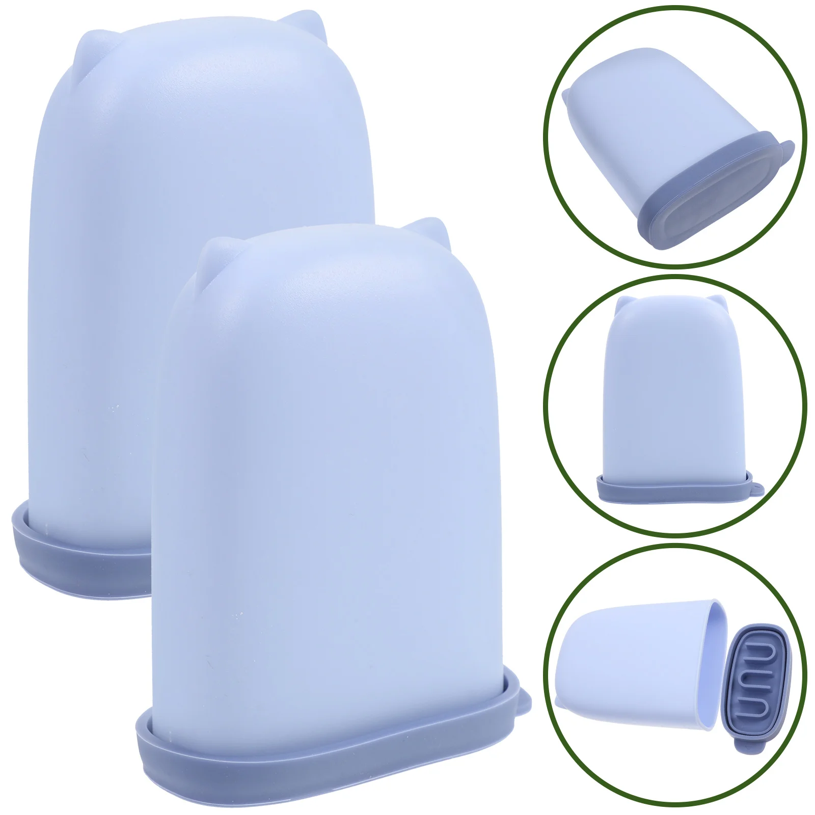 2pcs Portable Soap Box Silicone Abs Travel Soap Container For Bathroom Shower Home Use Storage Holder Drainage Design