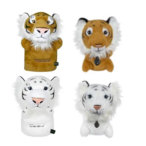Fundas de cabeza de palo de Golf de tigre de peluche, bonita funda para cabeza de Animal para palos de Golf, 1/3/5 conductores, protege los palos de Golf de arañazos
