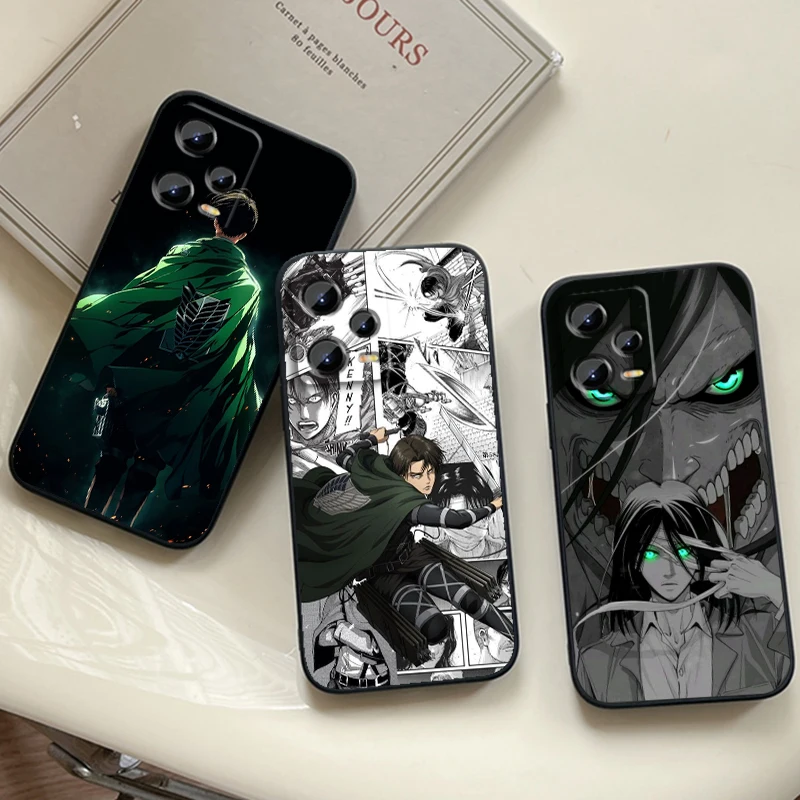 Anime Titan Eren A-Attack For Xiaomi Redmi Note 13 12R 12 12S Turbo 11 11T 11S 10 10S Pro Plus 5G Black Funda Phone Case