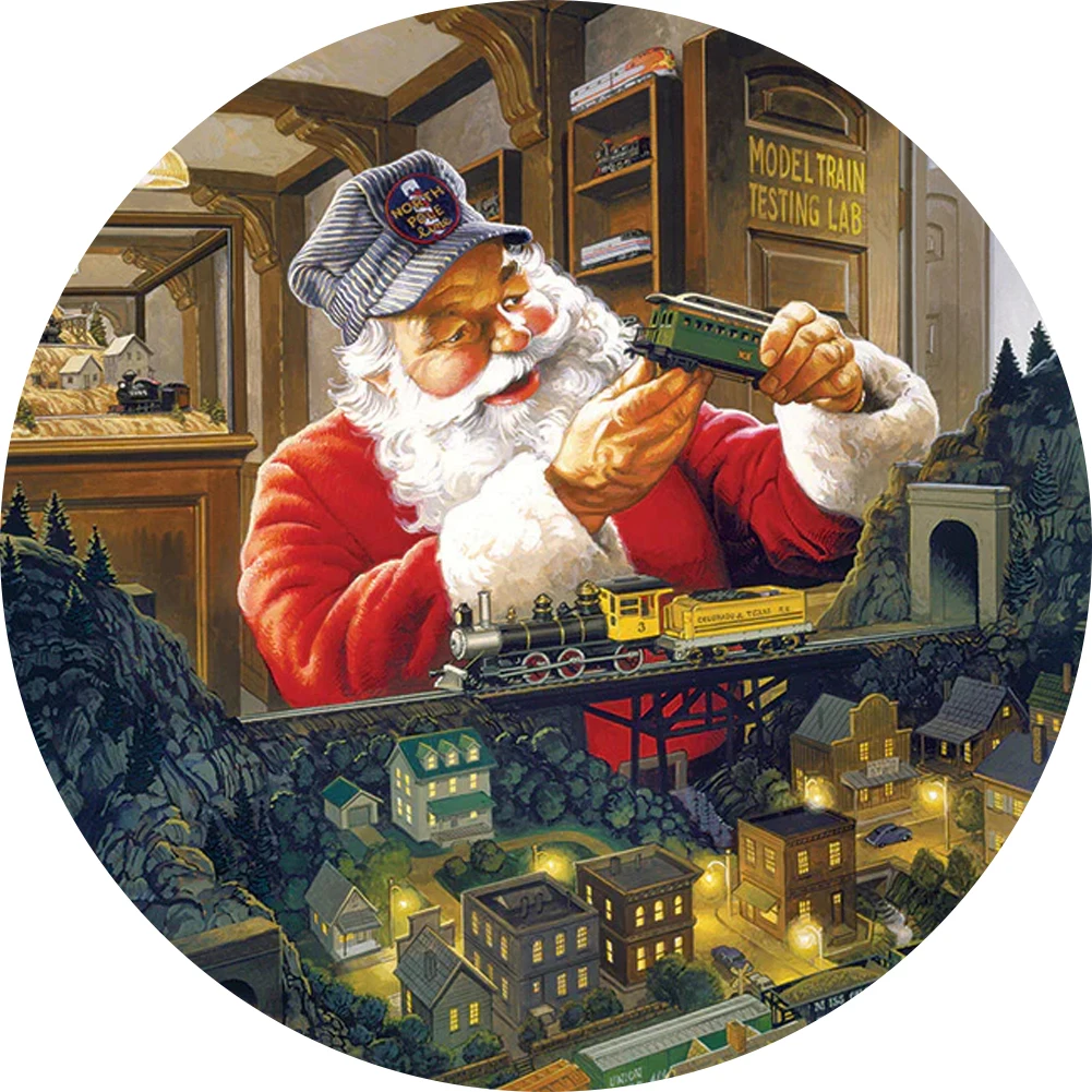 Santa Claus's Train Wooden Jigsaw Puzzle Festival Toy Wood Puzzles Entertaining Games For Children Birthday Gift 3D Puzzle