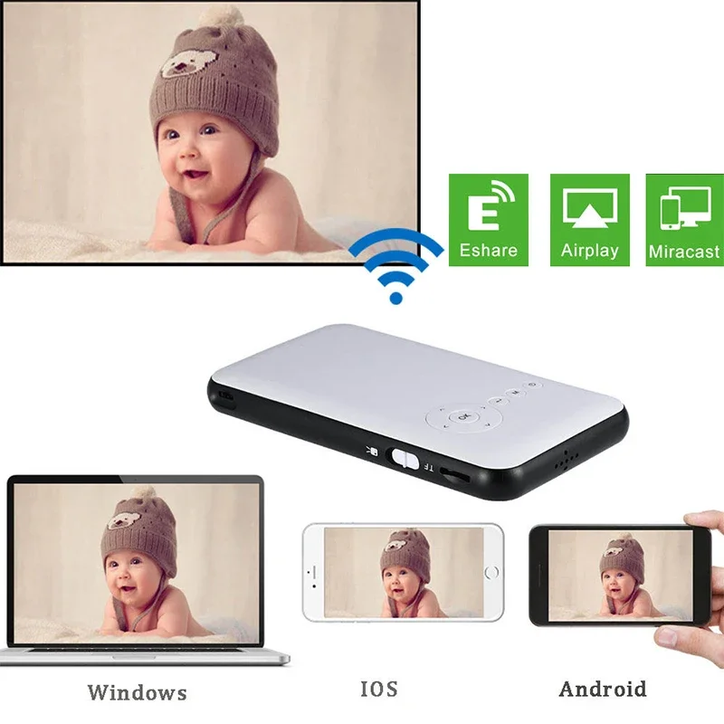 Projetores DLP DL S6 8G Memória 1G 8G Android 7.1 Mini Projetor Portátil Entretenimento Pessoal Exterior Display Mini Projetor