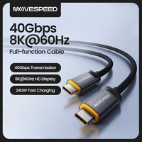 MOVESPEED T01 Type C Fast Charging Cable 240W 40Gbps USB 4 Data Cable 8K@60Hz Thunderbolt-compatible Adapter for MacBook Laptop