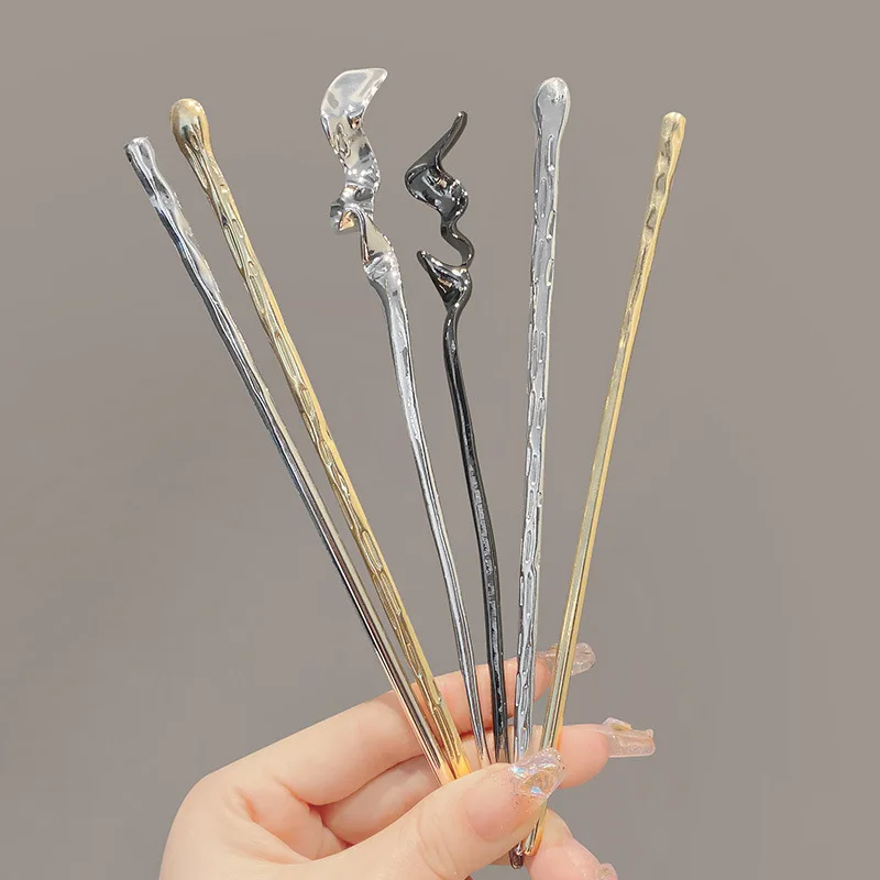 Traditional Metal Flower Hairpin For Women Antique Hair Stick For Girl Hair Clip Costume Chinese Hanfu Hair Accessories Bun Make