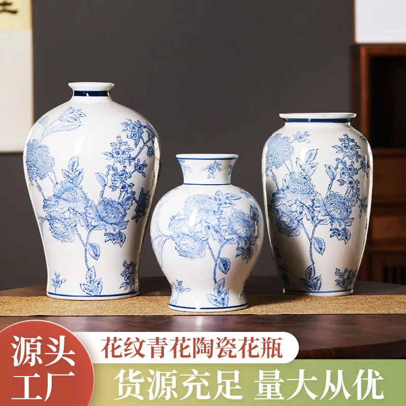 Blue White Porcelain Bud Vase, Jingdezhen Craft for Hydroponic Greenery, Minimalist Desk Shelf Decor