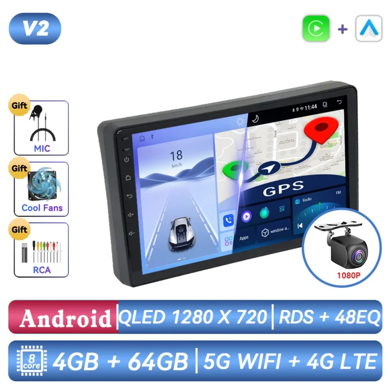 Android autoradio, multimediaspeler, navigatie, GPS, Carplay, autostereo voor Toyota FunCargo Yaris Verso 1999 - 2006