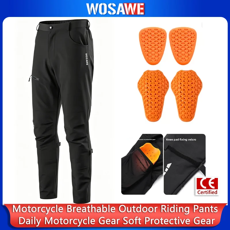 WOSAWE Motorcycle Pants Riding Motorbike Trousers Breathable Outdoor Soft Protective Gear Motocross Daily Motorcycle Equipment