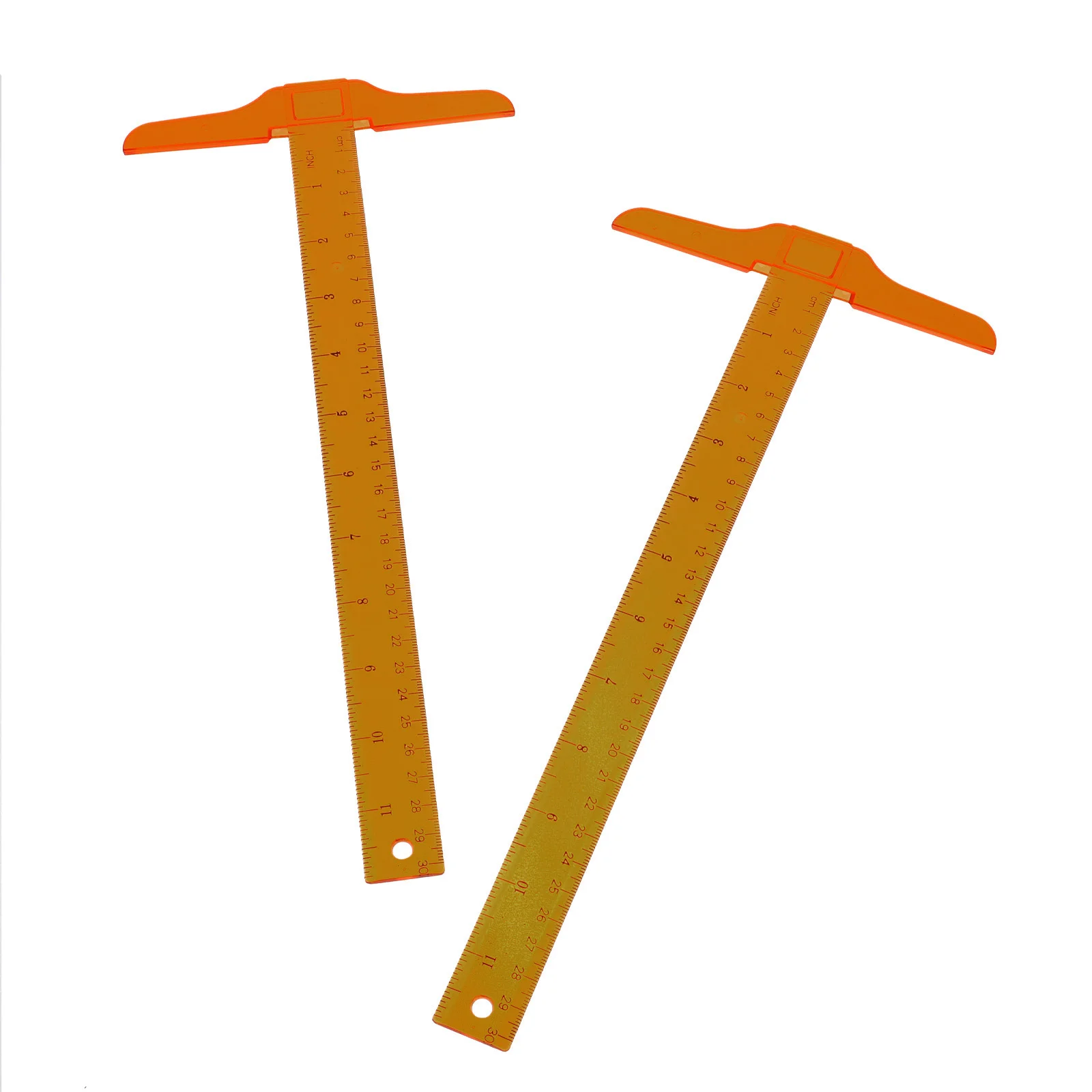 2Pcs T-Square Ruler Clear Plastic Academic T-Ruler with Dual Scales for Layout Design Measuring Tool for Students Drafting