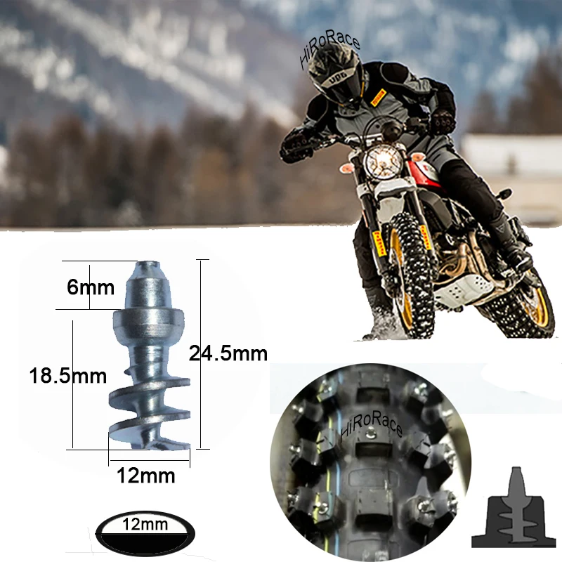 100pcs 12*24.5mm Mtorcycles ATV Truck Mountain Tyre Studs Winter Snow Tire Spikes Racing Driving Screw Tungsten Steel For Mitas