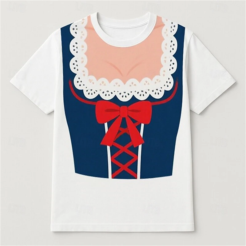 Oktoberfest Beer Festival T-Shirts Cosplay Costume 3D Print Women's Short Sleeve T Shirt Harajuku Tees Y2k Tops Female Clothing