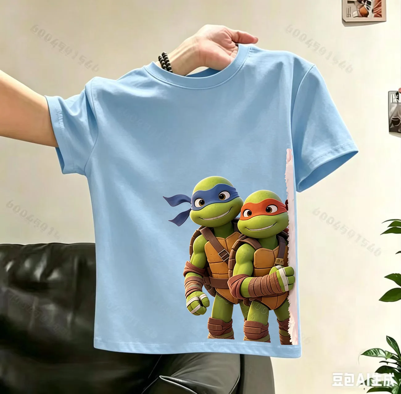 Ninja Turtles Children's Short-Sleeved Summer New Style Boys and Girls Cartoon Print T-Shirt Pure Cotton Breathable Top - view 5