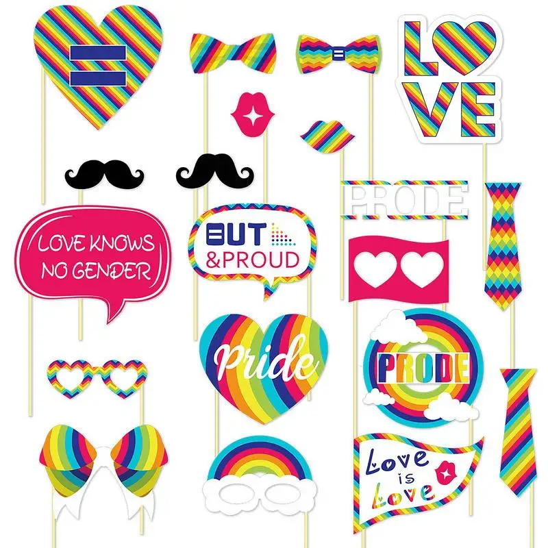 Photo Booth Props Rainbow Pride Photo Booth Props Pride Month Decorations 20pcs Gay Pride Day Love Is Love Pride Month Decor