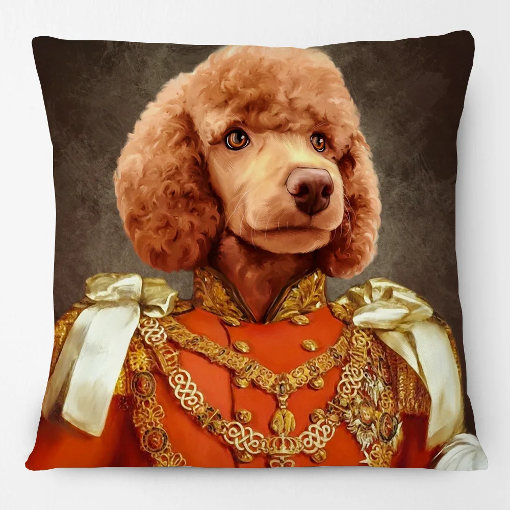 Victorian European Royal Court Pet Dogs Portrait Cushion Covers Cocker Spaniel Poodle Maltese Print Decorative Pillow Case