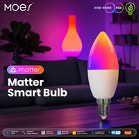 MOES Tuya Matter WiFi Smart Bulb Dimmable Led Light 16 Million RGB Colors  E14 Candle Lamp Voice Control Alexa Google Home