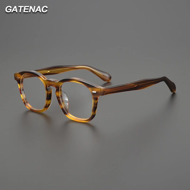 Vintage Acetate Glasses Frame Men Square Luxury Brand Designer Handmade Eyeglasses Frame Women Retro Ultra Light Quality Eyewear