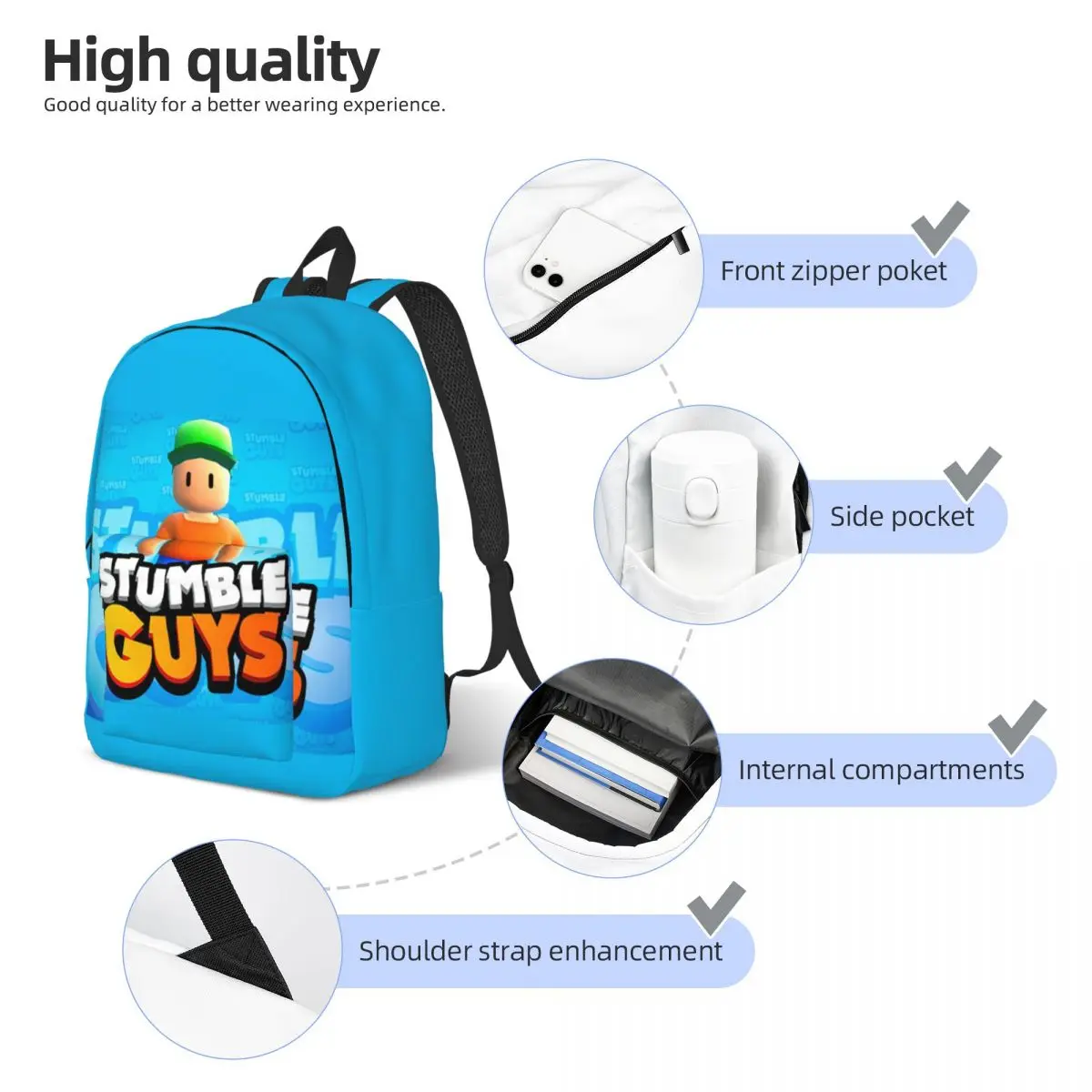 Sacos do livro escolar para Adolescentes, Stumble, Caras Jogador para Estudante, Mochila para High College Travel