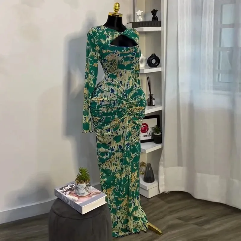 Night Club Party Vestidos ชุดเซ็กซี่ผู้หญิง Draped V คอ Cutout ด้านหน้า Ruched ซ้อน Bodycon Midi Long Maxi ชุด