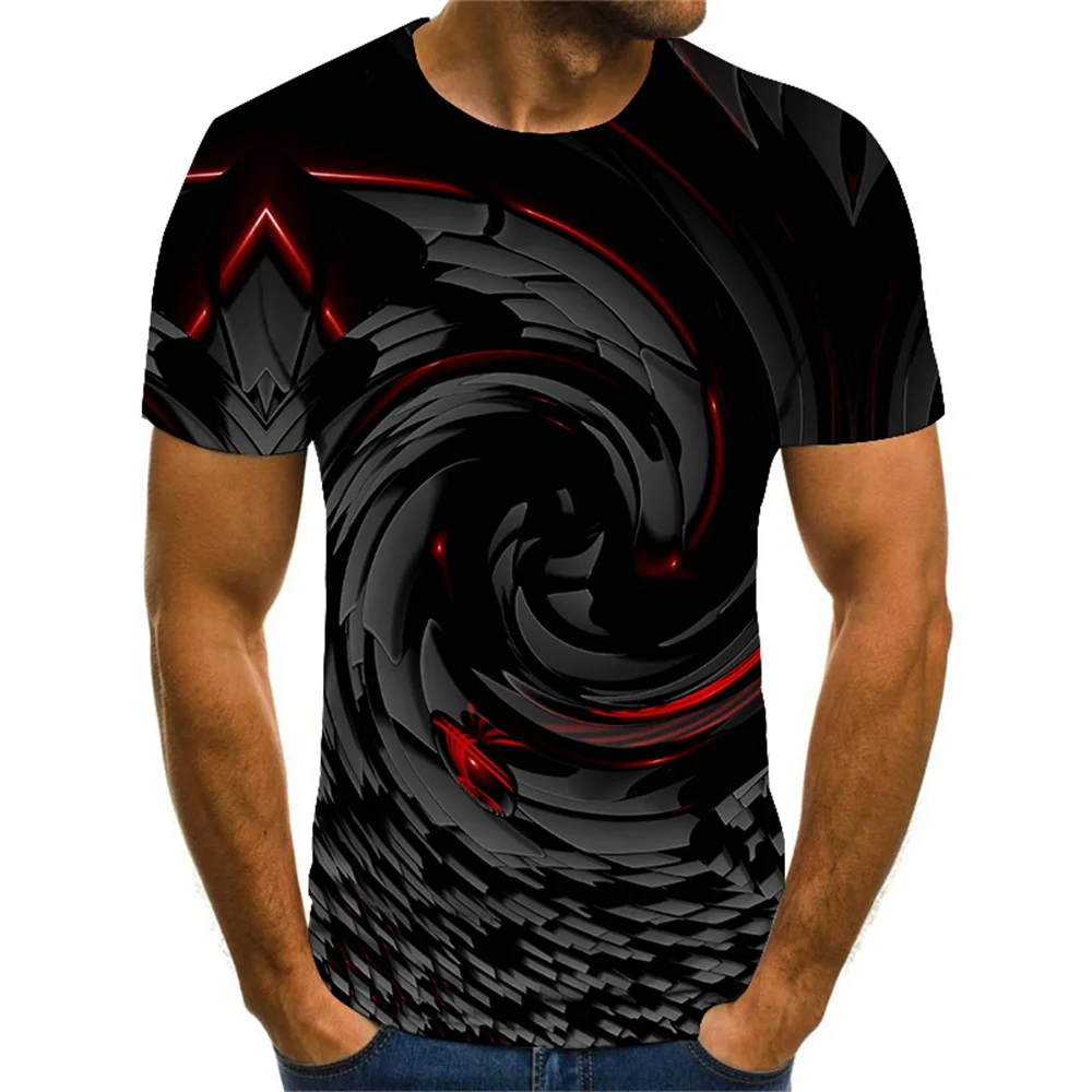 Men's T Shirt Optical Illusion Crew Neck Round Neck 3D Print Plus Size Casual Short Sleeve Clothing Apparel Vintage Streetwear