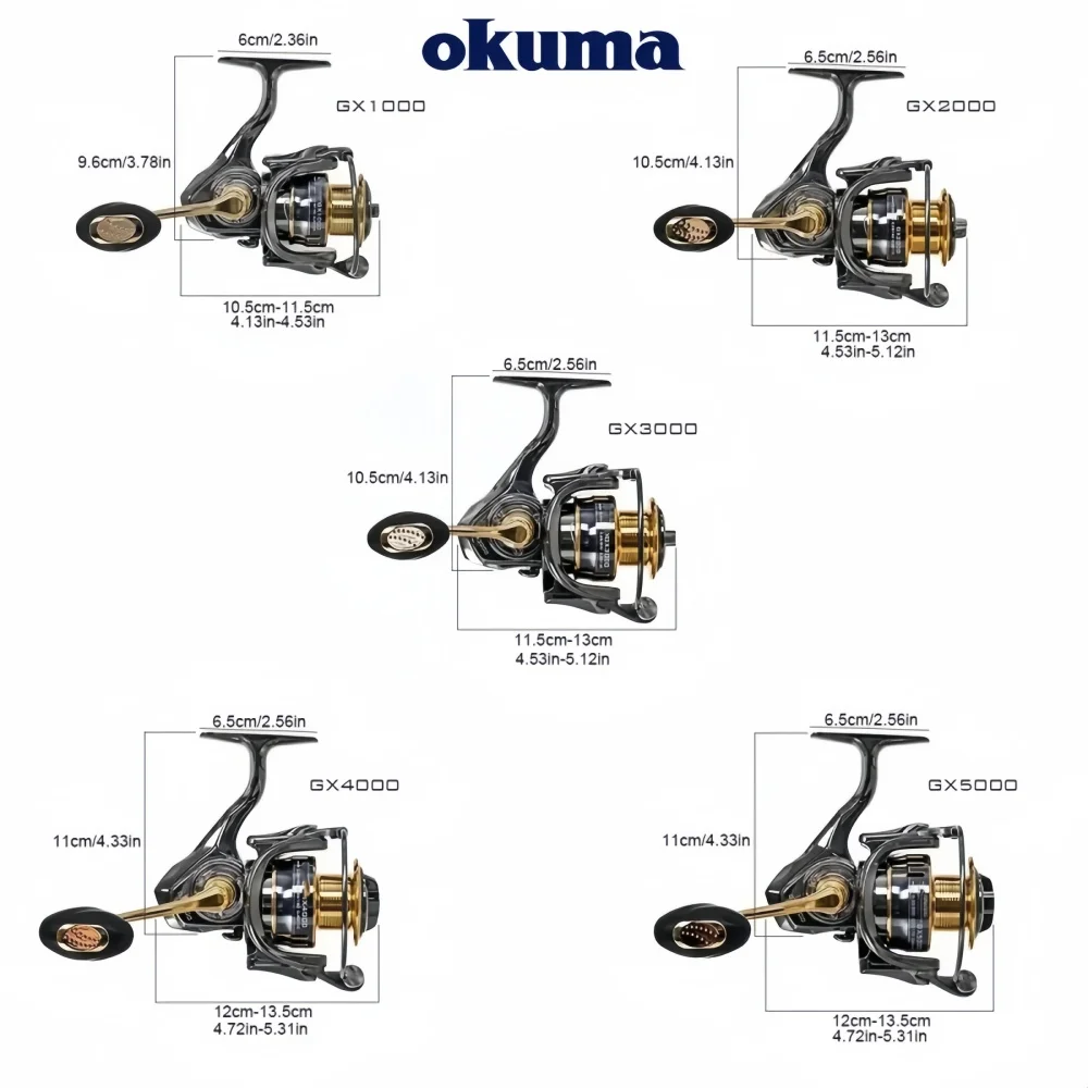 Okuma Vollmetall-Spinnrolle, 1000-7000 Typ, Ausgestattet mit Modischen Polarisierten Gläsern – Detail 2