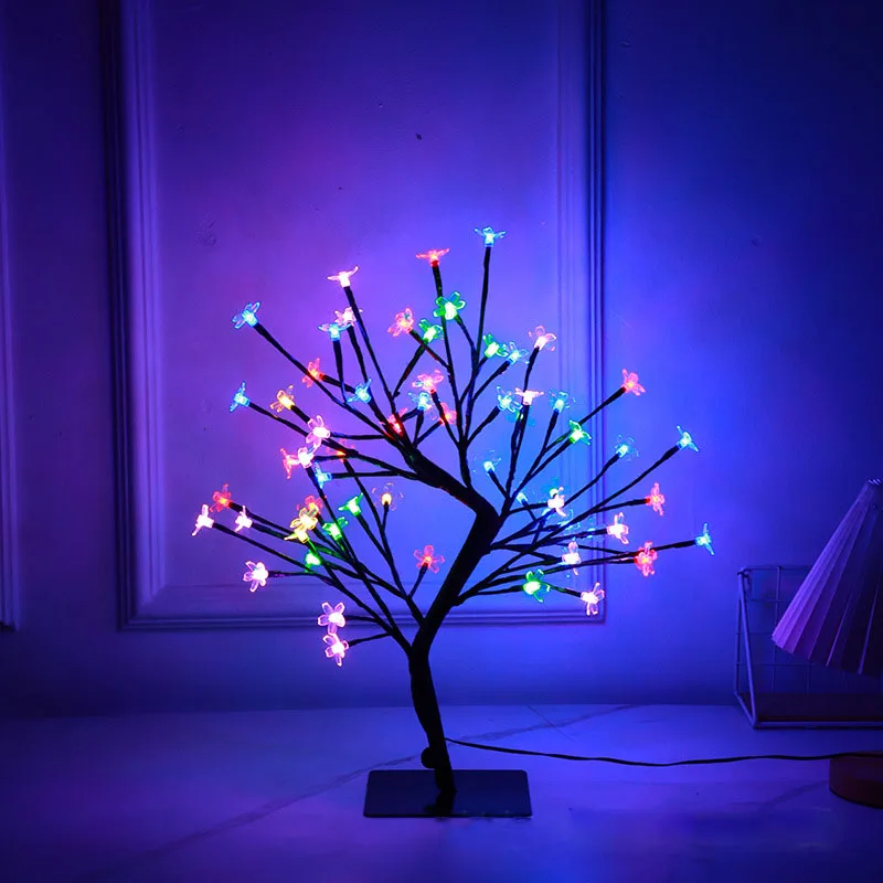 

Colorful Cherry LED Table Lamp Cherry Blossom For Desktop Room Bedside Bedroom Hotel Shop Home Festival Decor Tree Light