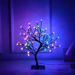 Colorful Cherry LED Table Lamp Cherry Blossom For Desktop Room Bedside Bedroom Hotel Shop Home Festival Decor Tree Light