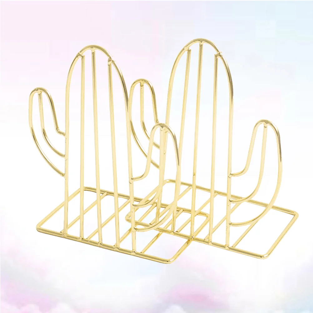 

1 Pair Cactus Shape Bookends Metal Book Stand For Home Office Organization Bookend Holder Shelves Decorative Book Support