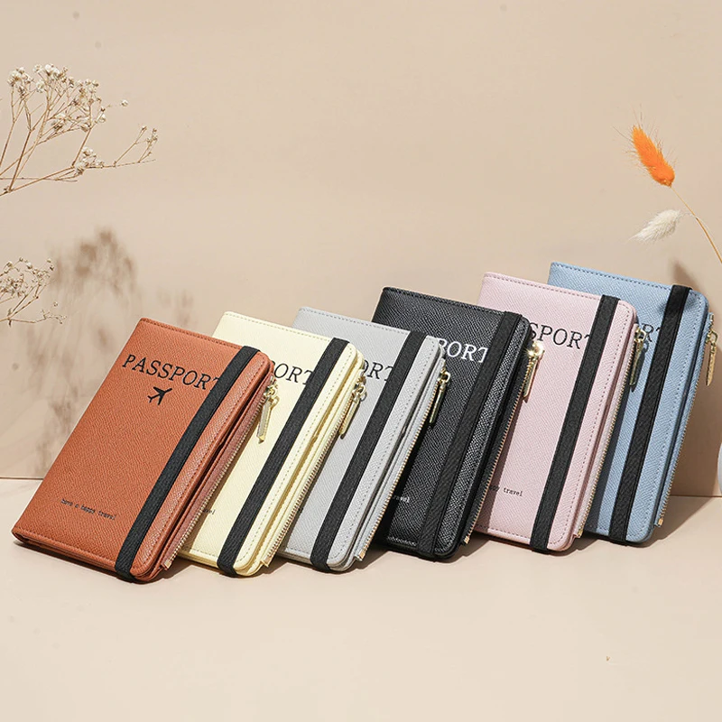 

RFID Retro Business Passport Set For Women And Men PU Leather Passport Clip Multi-function Credit Card Holder Travel Accessories