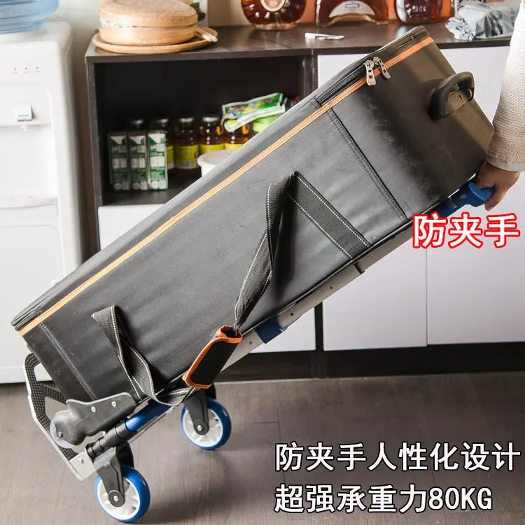 Luggage cart folding portable aluminum alloy trolley household pulling goods small trailer hand cart shopping cart.