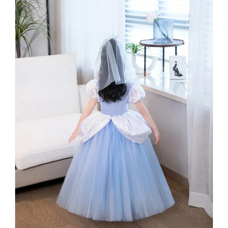 Cinderella Dress For Halloween Christmas Luxury Lace Ball Gown Party Girls Cosplay Princess Costume Kids Clothes Birthday 2-11Y