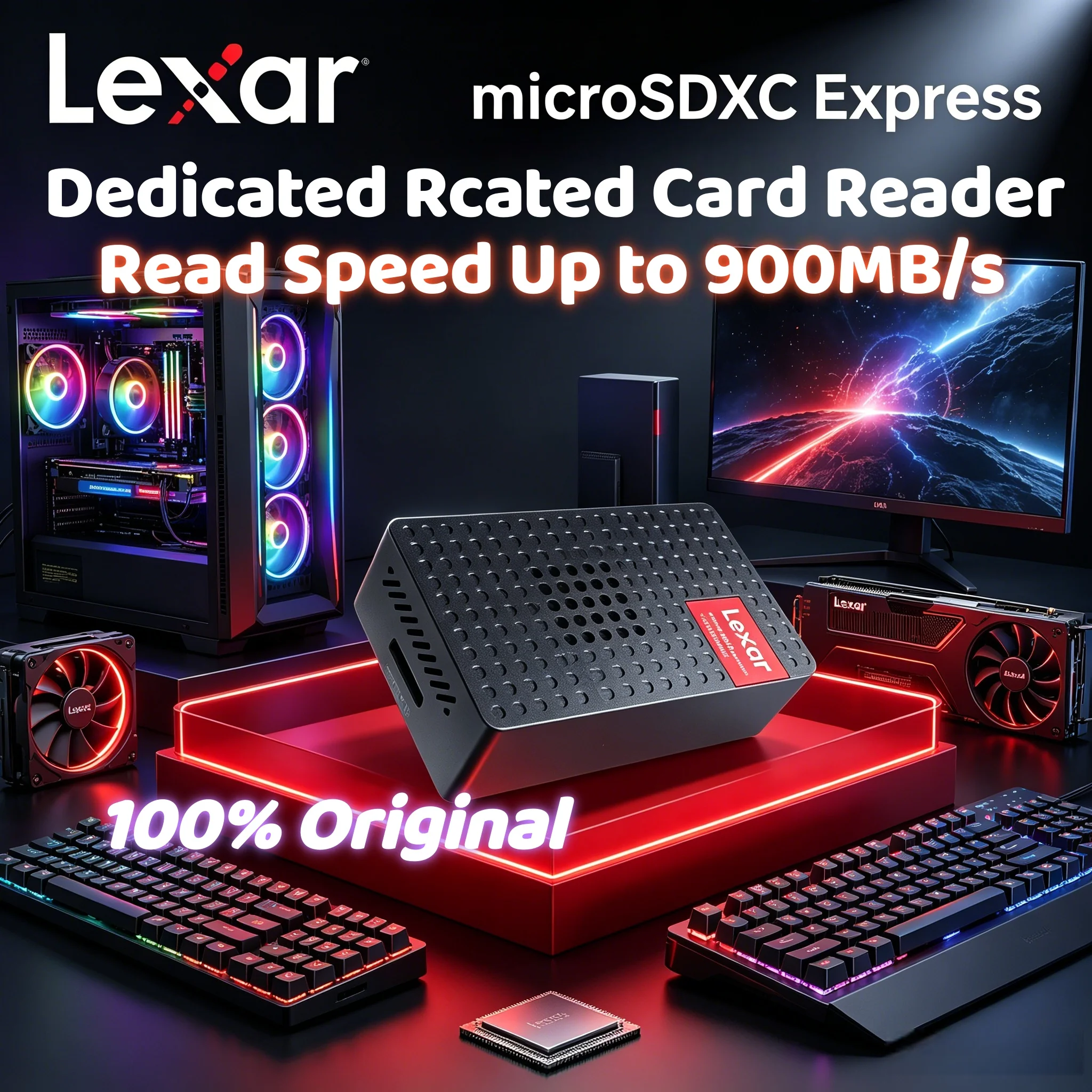 

Lexar PLAY PRO microSD Express Card Reader: Dedicated Reader with Up to 900MB/s Read Speed for High-Performance Workflows