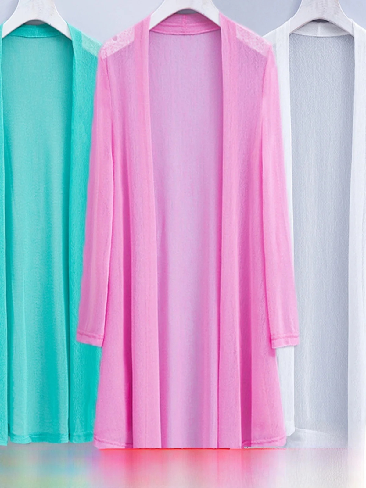 Ice Silk Sun Protection Long Sleeve Ultra-Thin Cardigan Women's Mid-Length Summer New Style Mesh Outerwear Air Conditioning S...