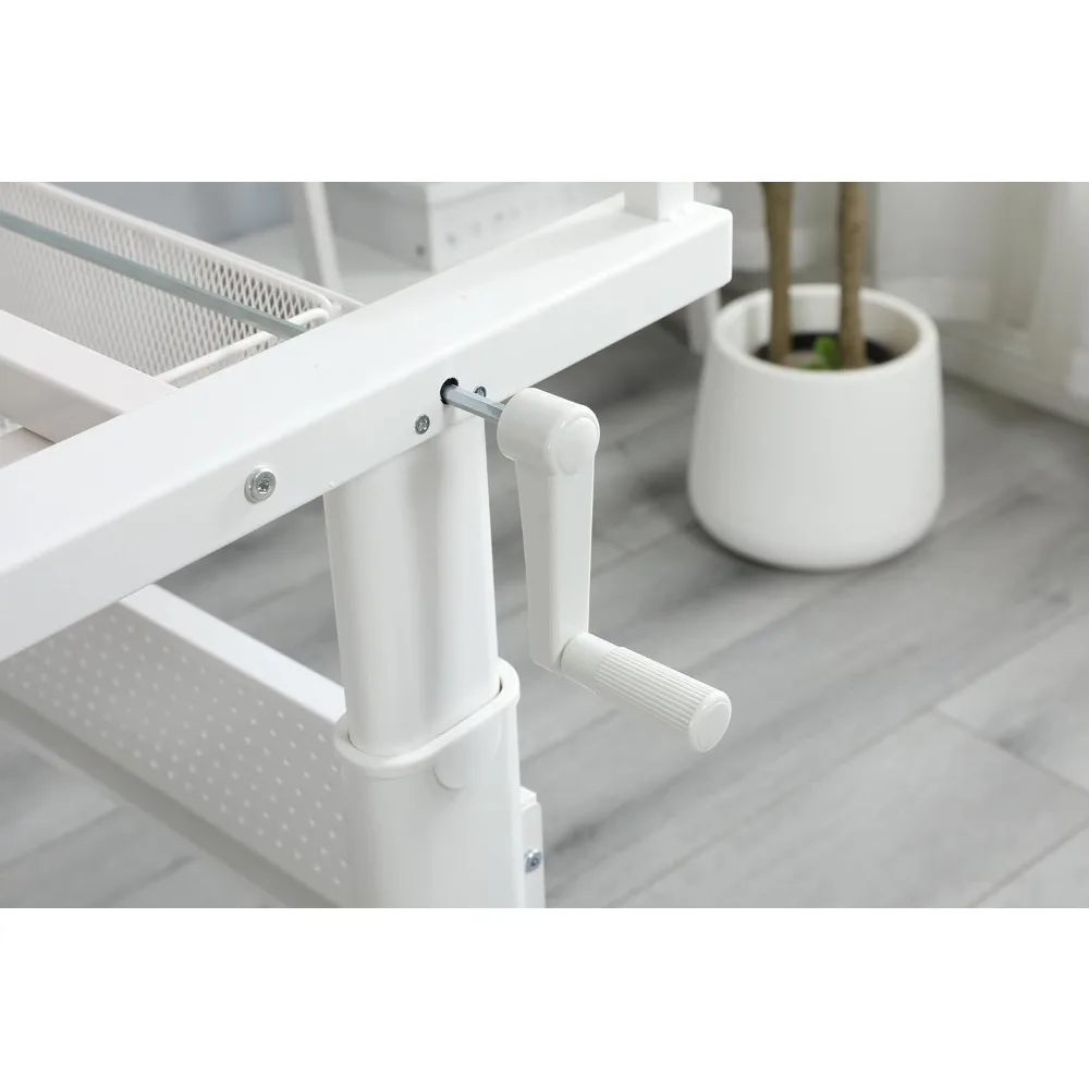 高さ調節可能なアーティストテーブル（チルトトップ付き）、製図用スツール、金属製収納棚2枚付き