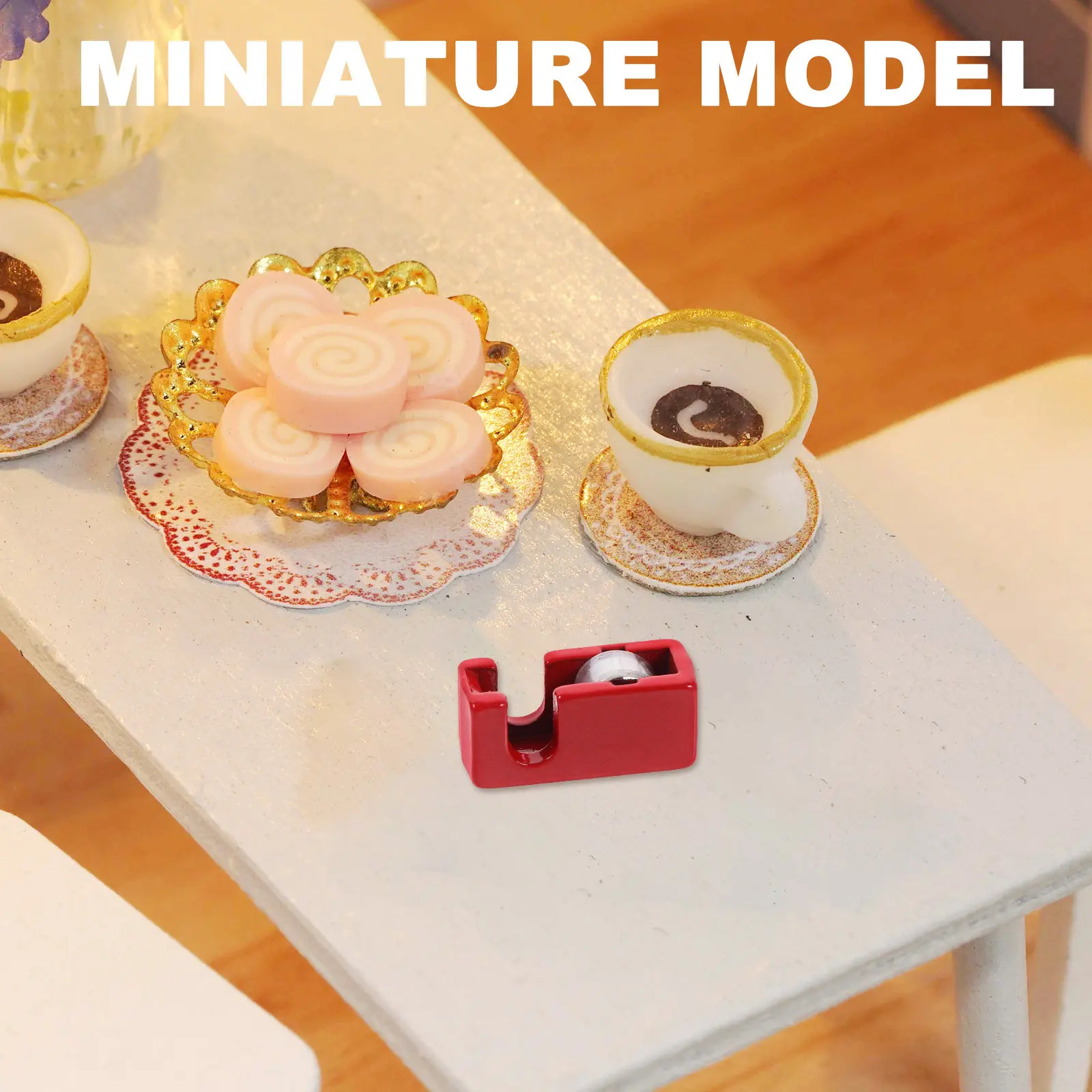 Miniature Tape Cutter Simulated Mini House Supplies Miniature Stationery Perfect for Landscape Layout and Home Decor