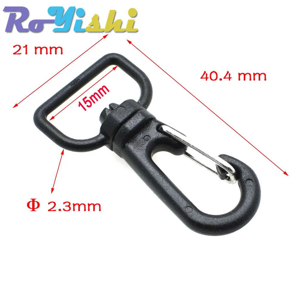 10 Pcs/Pack Plastic Black Rotating Swivel Snap Hook Buckle For Weave Paracord Lanyard Backpack Webbing Carabiner