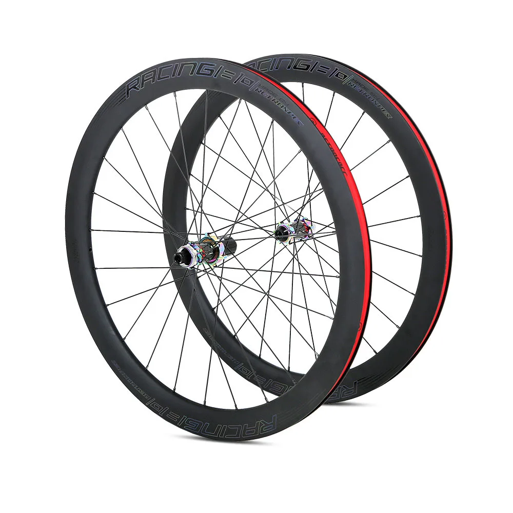 

700C Carbon Road Bike Wheelset, 50mm Depth, 24H Full Ceramic Bearing, Center Lock, Aero Ultralight Thru Axle, 15x100, 12x142mm