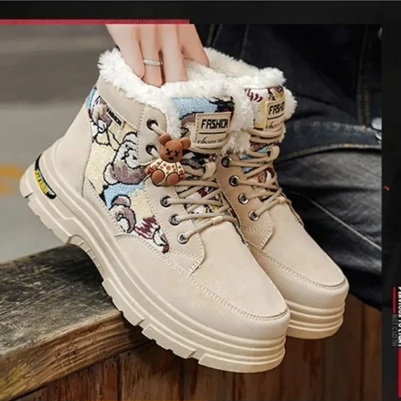 

Winter Men Boots Fashion Casual High-top Boot Winter Men Snow Boot Outdoor Non Slip Platform Boot Lace Up Ankle Cotton Footwear
