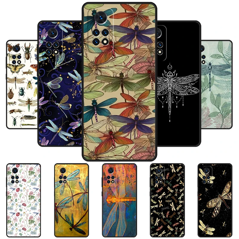 Dragonfly Insect Pattern Phone Case For Redmi Note 11 EPro 11S 10 10T 9S Promax 8 Pro Xiaomi Mi 10 11 12X 12S Ultra Cover