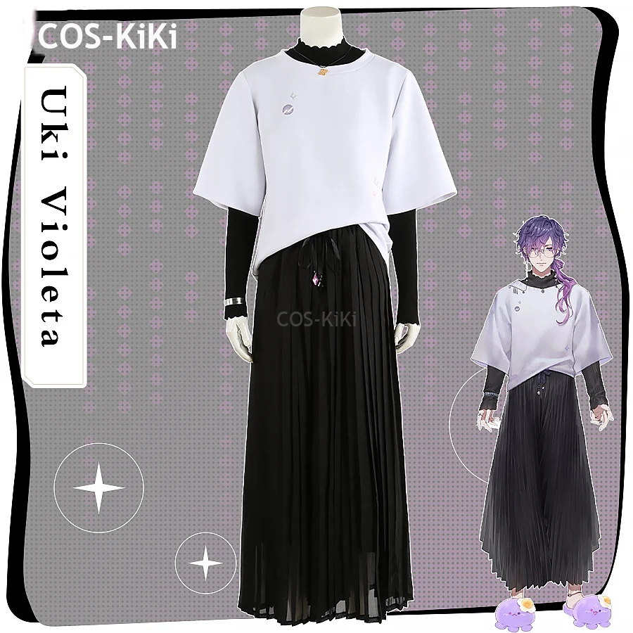 COS-KiKi Vtuber Luxiem Nijisanji Uki Violeta Game Suit Handsome Cosplay Costume Halloween Carnival Party Role Play Outfit