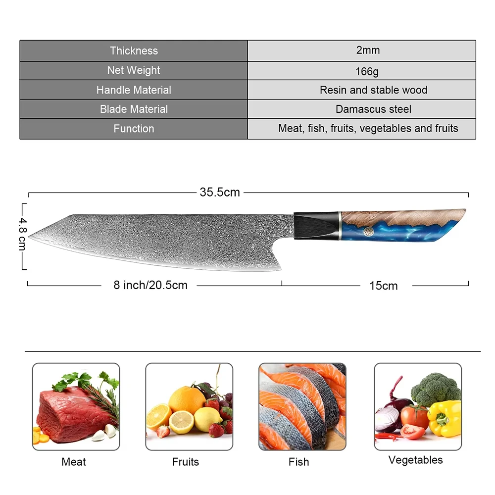 XITUO High Quality Damascus Steel Chef's Knife Japanese VG10 High Carbon Stainless Steel Sharp Kitchen Slicing Vegetable Cleaver