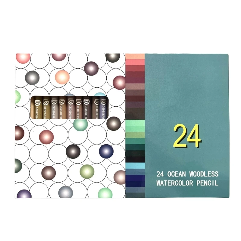 K1MF 24Pcs Professional Watercolor Pencil for Artist Children Water Soluble Woodless Colored Pencils for Coloring Painting