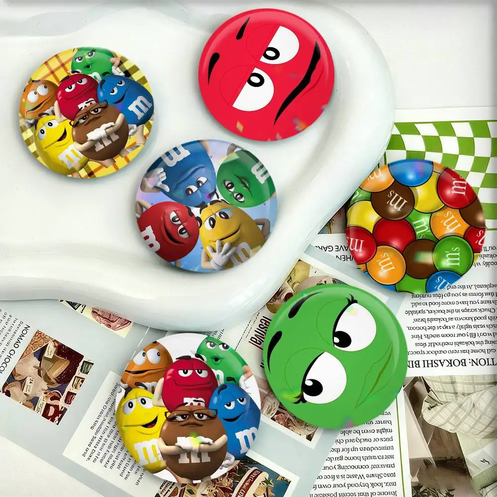 

1pc Candy M-MS C-Chocolate M&M'S Badges 25 32 44 58 75 mm Round Fans Collect Friends Gifts Brooch Souvenir