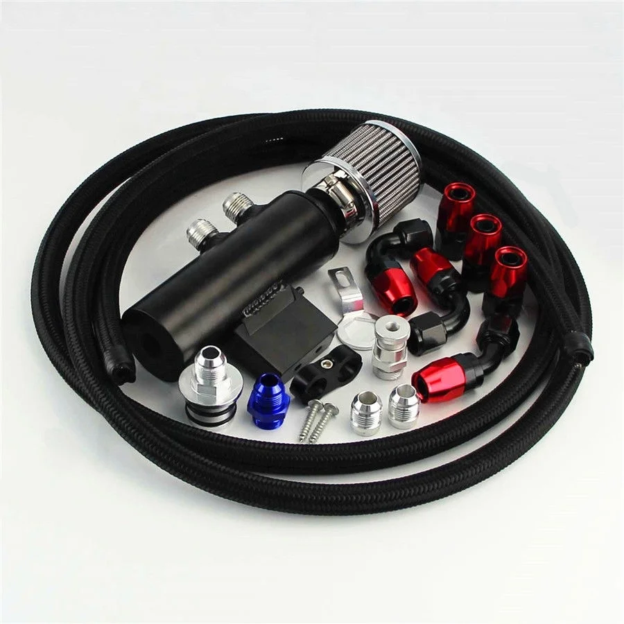 Oil Catch Can Reservoir Breather Filter Hose Fittings Kit VTEC