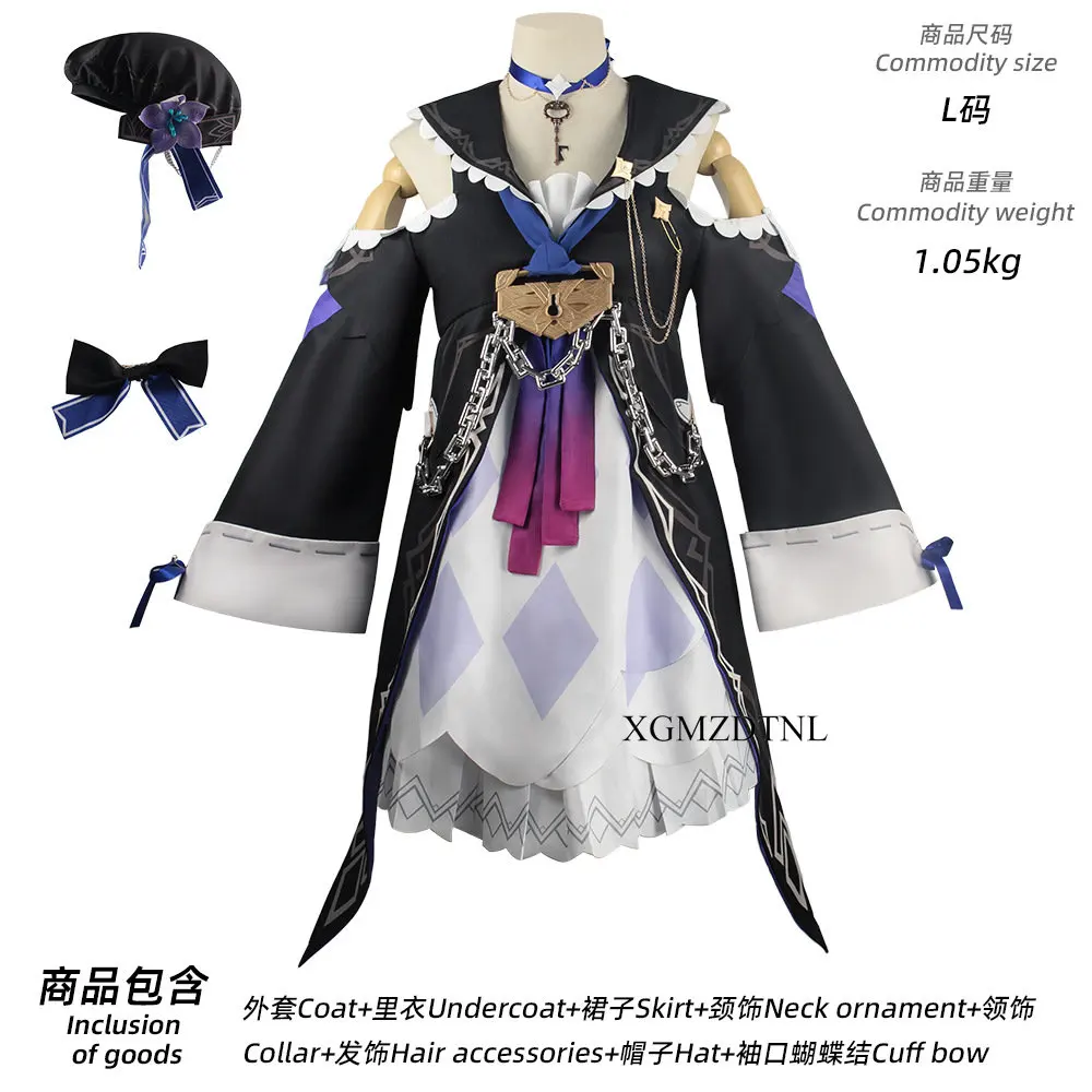 Honkai Star Rail Hero Cosplay Costume para Mulheres, Peruca Headwear, Colar, Estação Espacial, Acessórios de Festa de Halloween, Adereços para Meninas